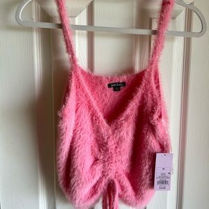 Pink furry tank